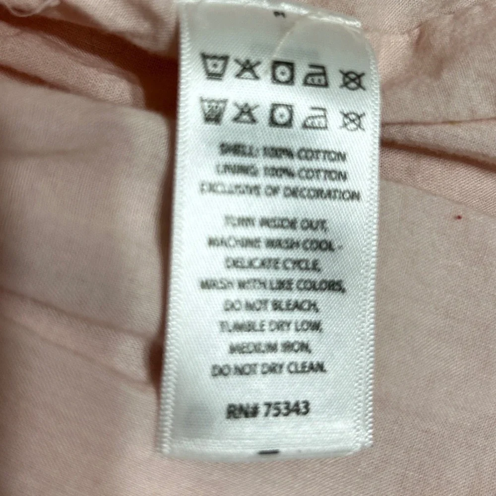 Cynthia Rowley Girls Seersucker Dress 18M Pink Floral Trim Babydoll Cottagecore‎
